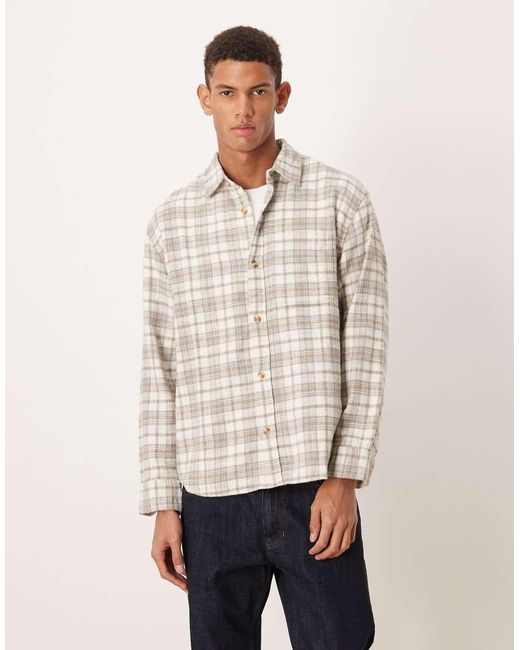 Abercrombie & Fitch Natural Long Sleeve Plaid Shirt for men