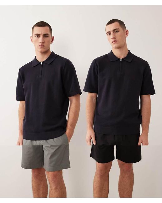 Jack & Jones Black 2 Pack Drawstring Chino Shorts for men