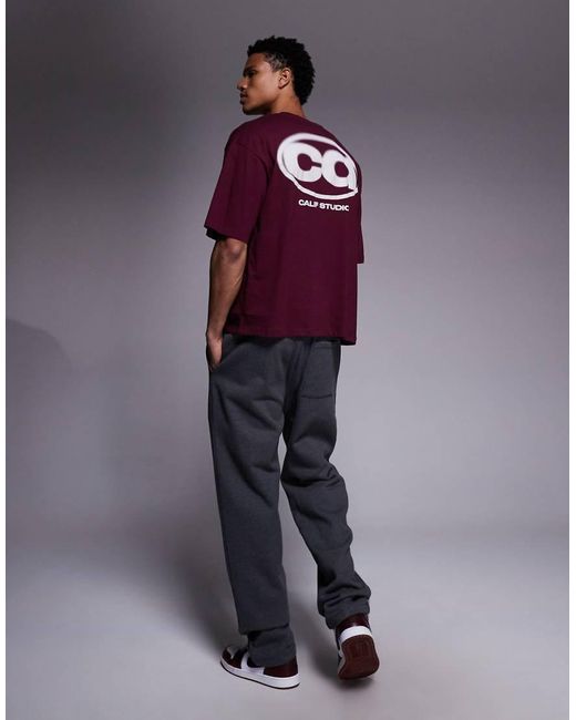 ASOS Purple Boxy Oversized T-shirt With Street Graphic for men