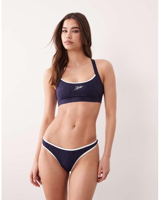 Speedo Blue Jetstream Texture Scoop Bikini Bottom