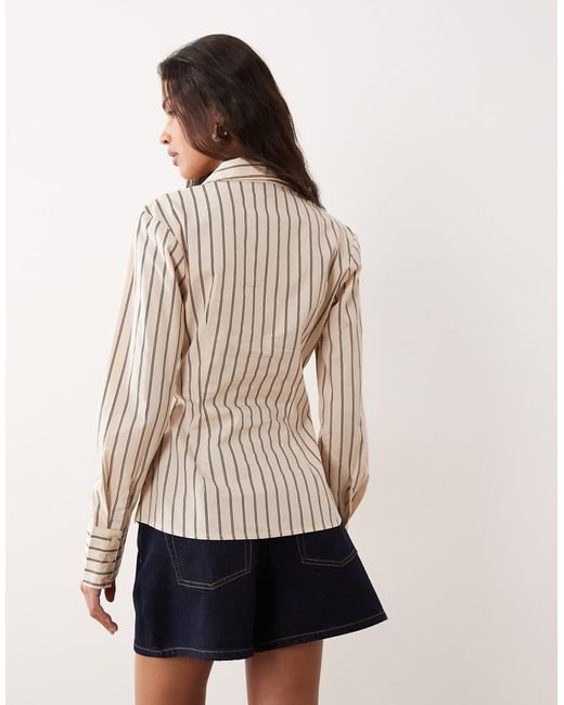 Miss Selfridge Natural Poplin Fitted Shirt