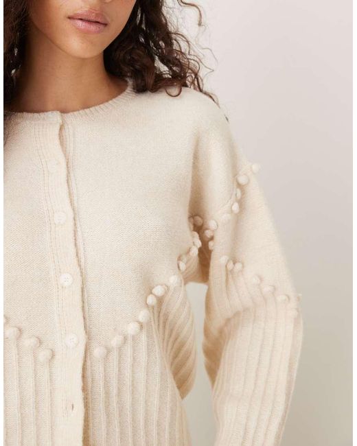 Vrg Grl Blue Textured Cream Cardigan
