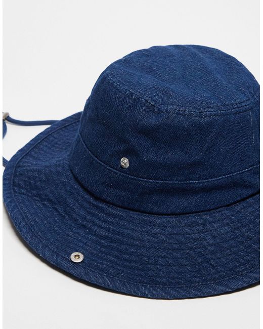 Collusion Blue Unisex Washed Denim Bucket Hat With String