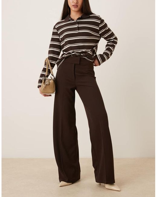 Gina Tricot Natural Structured Jersey Tailored Trousers