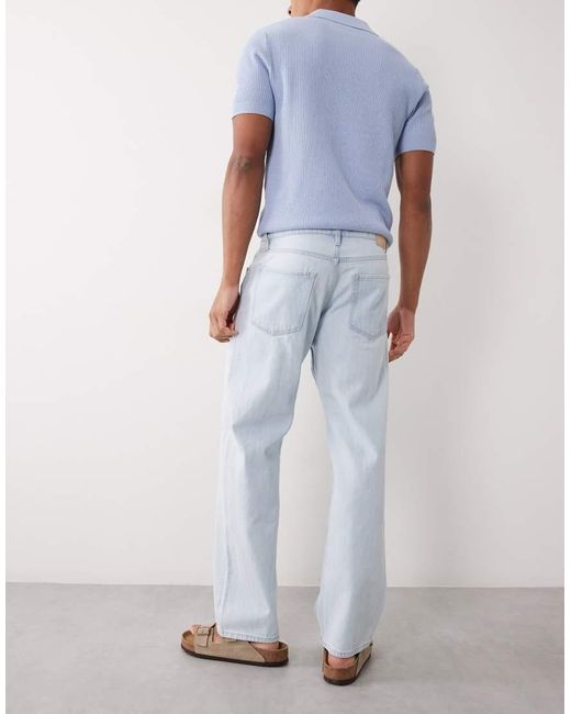 Mango Blue 100% Cotton Straight Leg Jeans for men