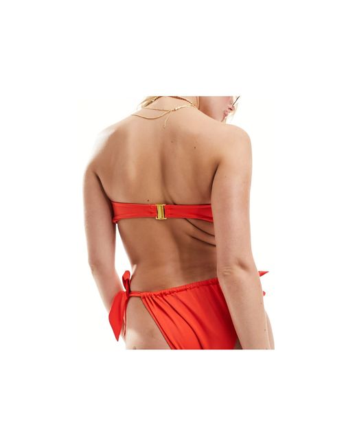 Miss Selfridge Red – mix and match – seitlich geschnürte bikinihose