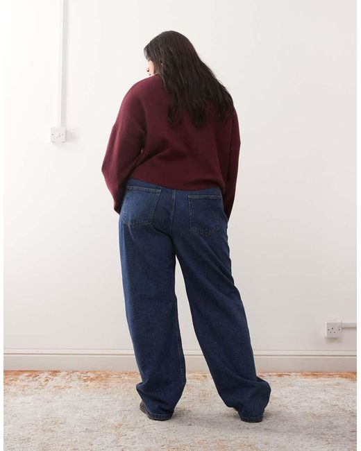 Noisy May Blue Alexa Mid Rise Wide Leg Jeans