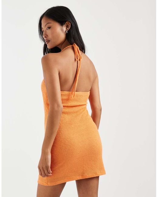 Vero Moda Brown Halter Neck Knitted Mini Dress