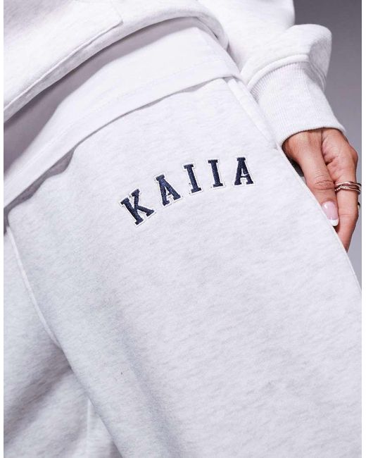 Kaiia Blue Cotton Blend Embroidered Logo Cuffed Trackies