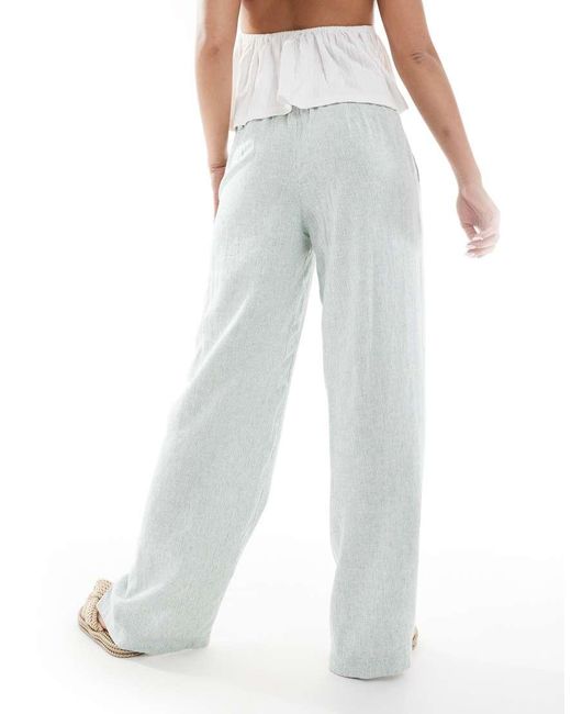 Hollister White Low Rise Linen Super baggy Pants