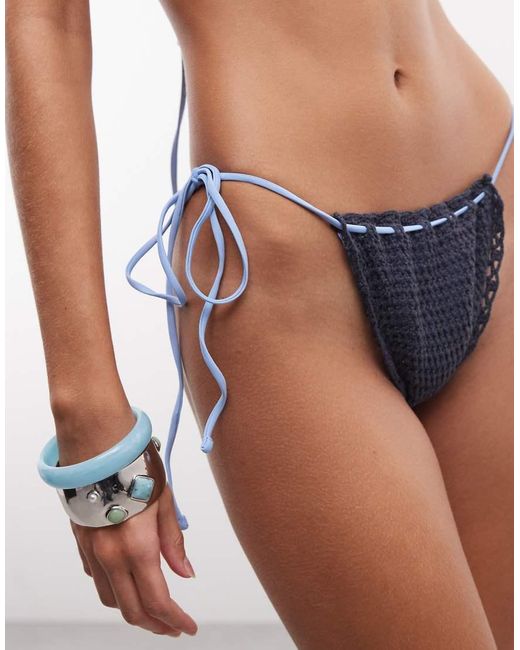 Frankie's Bikinis Blue X Jennie Kim Crochet Tieside Bikini Bottom