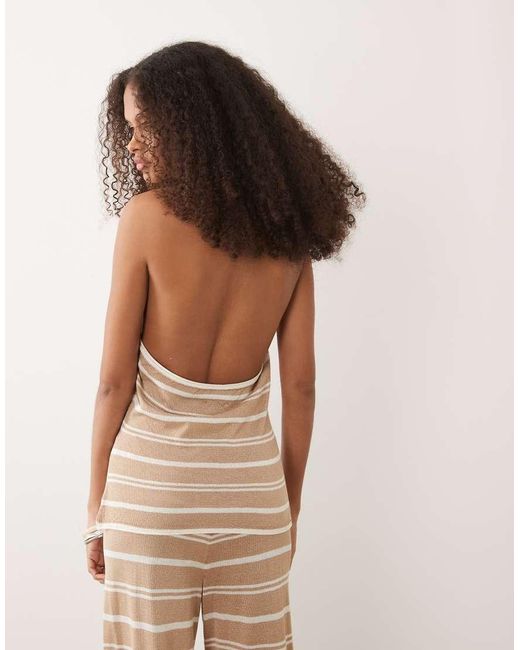 ASOS Brown Knitted Sheer Beach Halter Top Co-ord