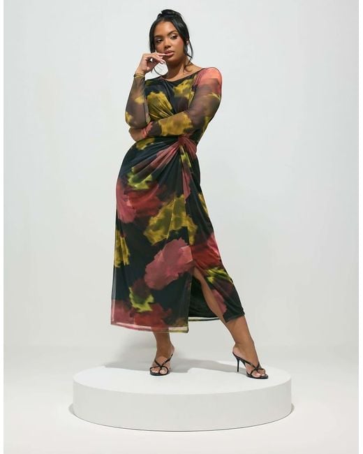Yours Clothing White Abstract Knot Maxi Dress