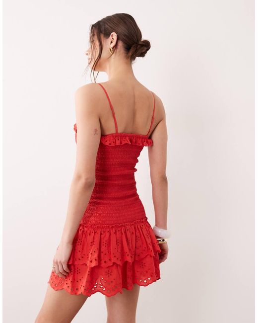 Iisla & Bird Red Ruched Mini Beach Dress