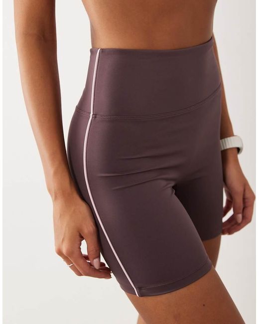 4505 Brown Active Side Stripe High Waist 5" legging Short
