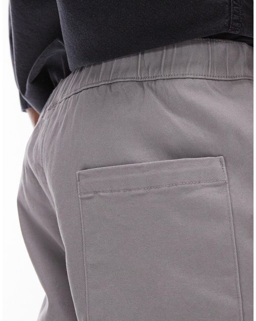 Topman Gray Relaxed Chino Shorts With Elasticated Waistband for men