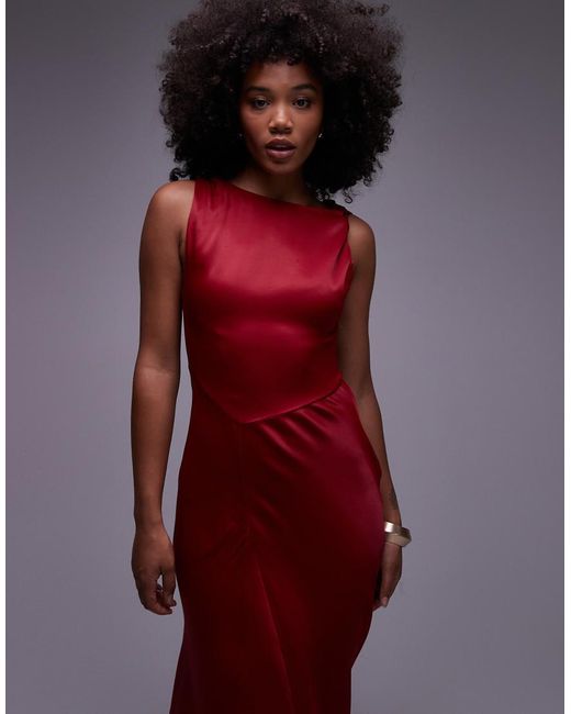 & Other Stories Purple Satin Crepe Midi Dress With Drape Neck