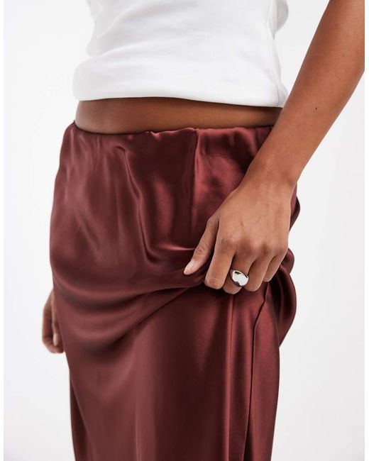 ASOS Red Asos Design Petite Satin Bias Maxi Skirt
