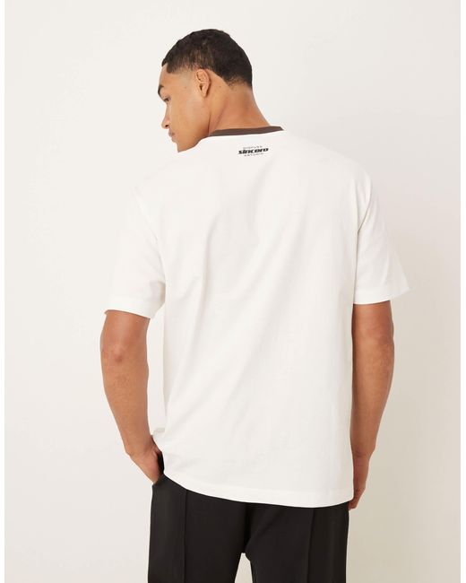 ASOS White Heavyweight Relaxed Ringer T-Shirt With Print for men