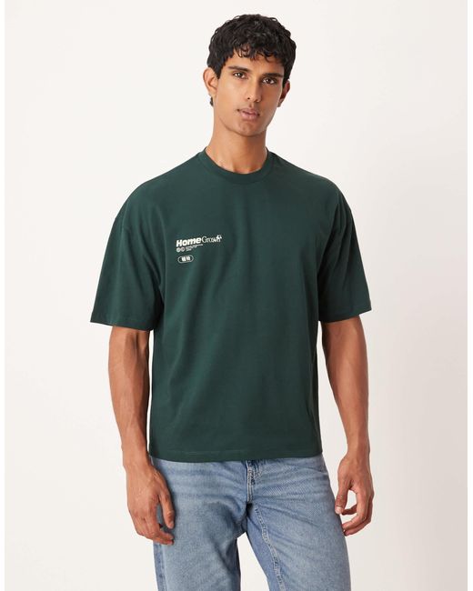 ASOS – kastiges oversize-t-shirt in Green für Herren