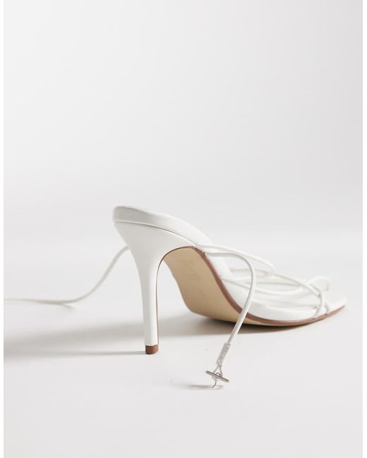 Public Desire White Calico Strappy Heeled Sandals