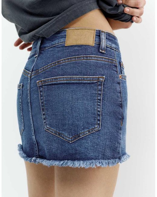 Pull&Bear Denim Skort in het Blue