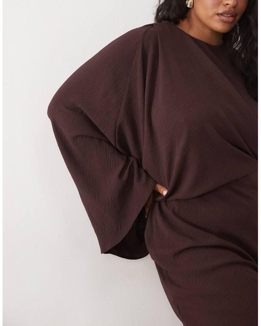 ASOS Brown Asos Design Curve One Shoulder Drape Back Column Maxi Dress