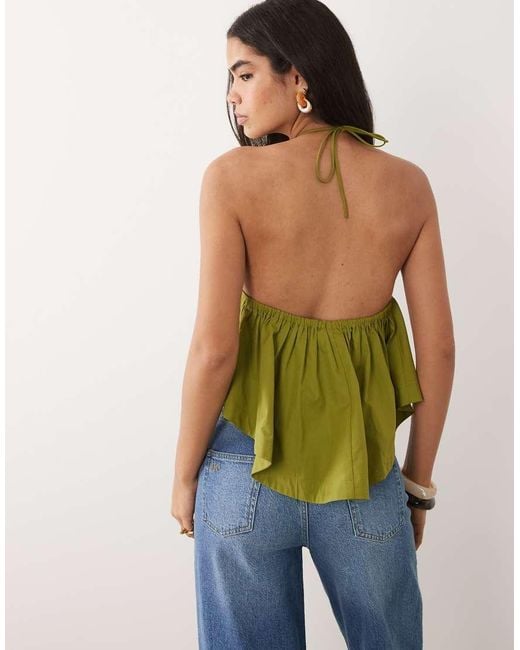 ASOS Green Halterneck Volume Cropped Vest
