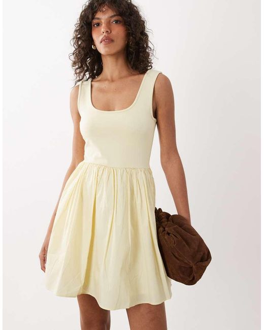 Nobody's Child Natural Colorado Scoop Neck Ruched Skirt Mini Dress