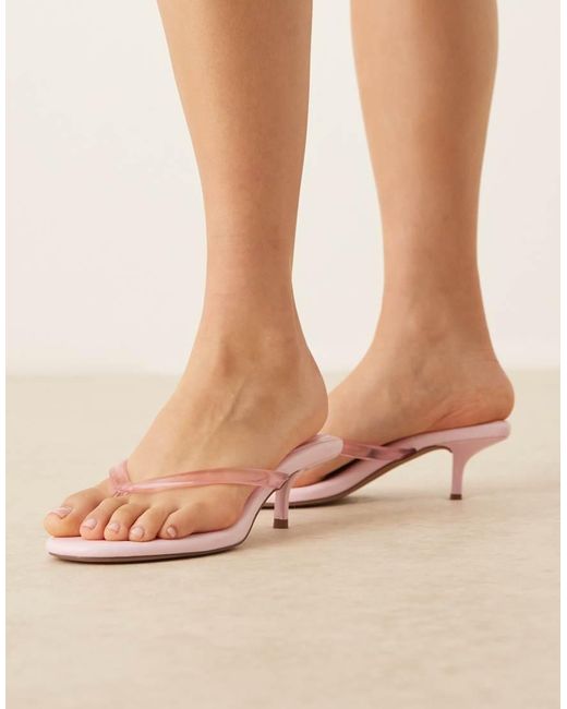 ASOS Natural Heat Toe Thong Kitten Heeled Sandals