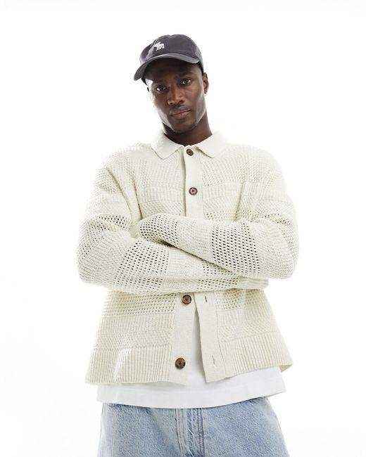 Camicia giacca color crema di Abercrombie & Fitch in White da Uomo