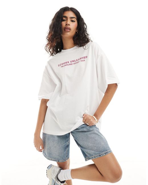 ASOS Gray Boyfriend Fit T-shirt With Pink Rock Graphic