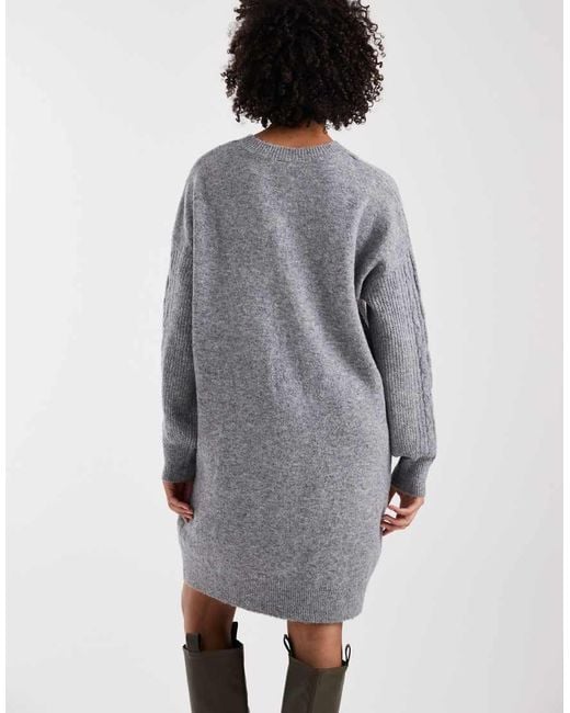 Pieces Gray Cable Knitted Mini Dress