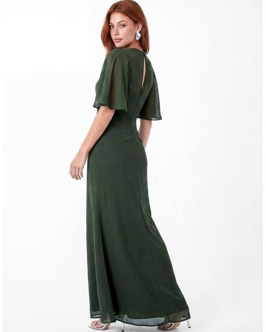 Maya Green Floral Embellished Angel Sleeve Maxi Dress