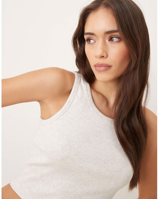 JJXX White Fallon Ribbed Cropped Tank Top