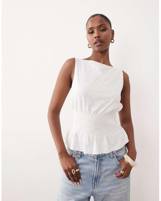 Gina Tricot White Lace Smock Top