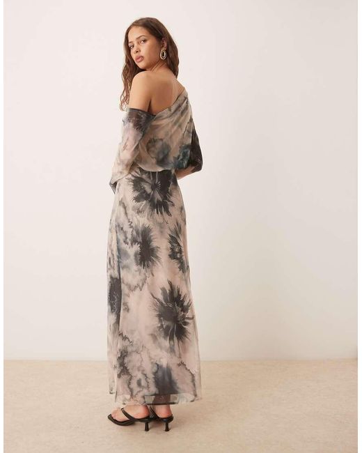 ASOS Natural Fallen Shoulder Midi Dress With Seaming Details