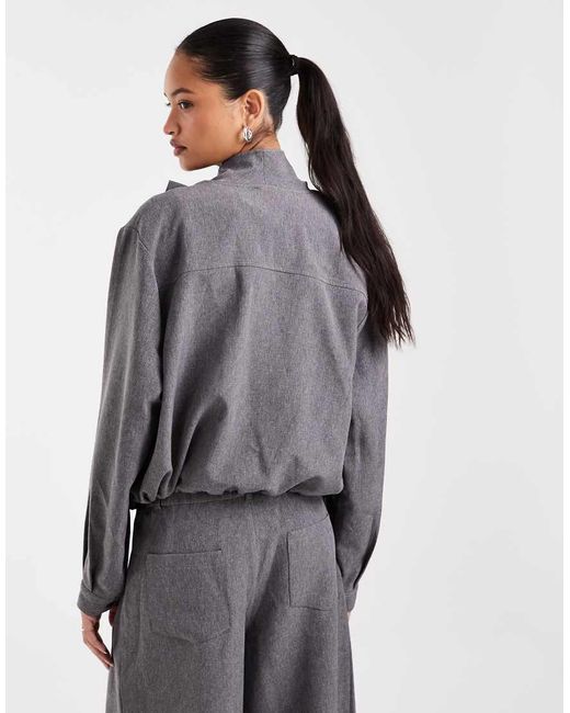 ASOS Gray Tailored Wrap Shacket Top