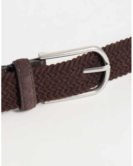 Mango White Braided Belt for men