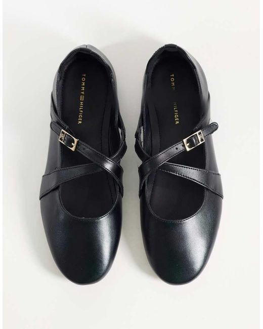 Tommy Hilfiger Black Cross Strap Mary Jane
