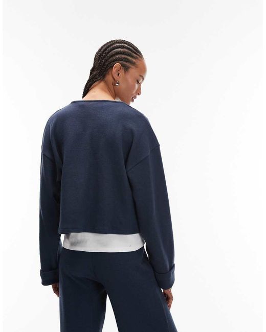 ASOS Blue Supersoft Button Through Cardigan With Turn Up Cuff Co-ord