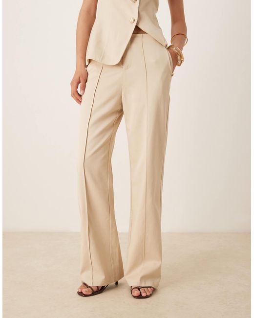 SNDY'S Natural Linen Look Seam Front Wide Leg Trousers Co-ord