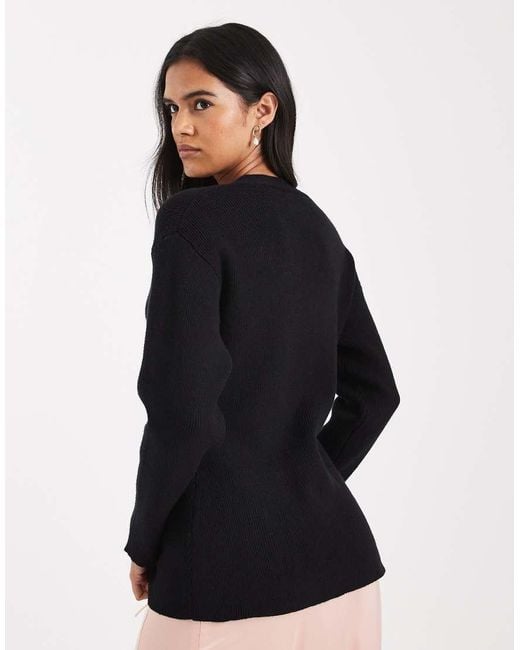 Miss Selfridge Black Knit Waisted Cardigan