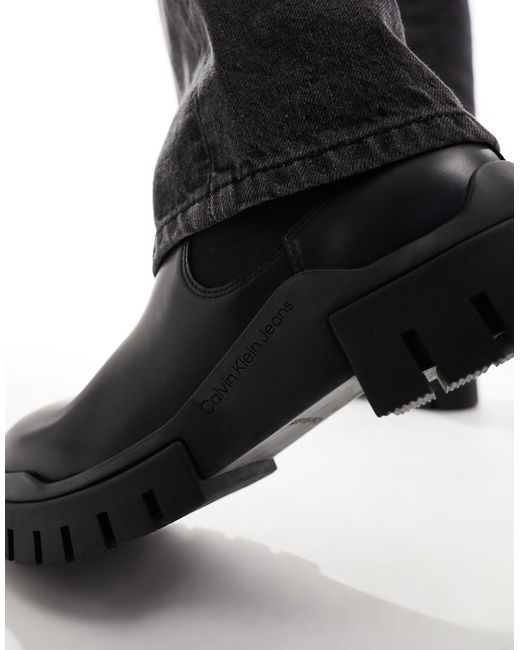 Calvin Klein Black Leather Low Commuter Boots for men