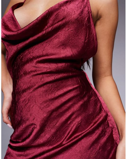 ASOS Red – strukturiertes satin-maxikleid