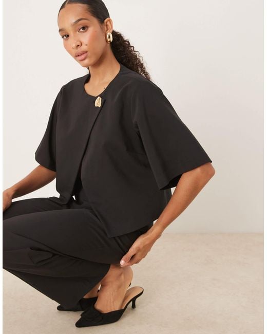 ASOS Black Tailored Gold Button Top