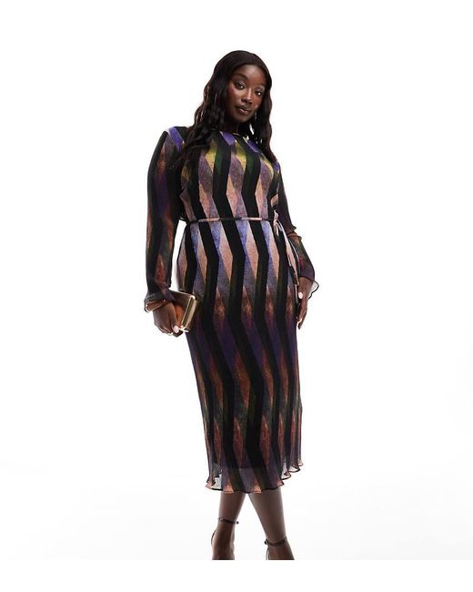 Never Fully Dressed Black Zig Zag Plisse Maxi Dress