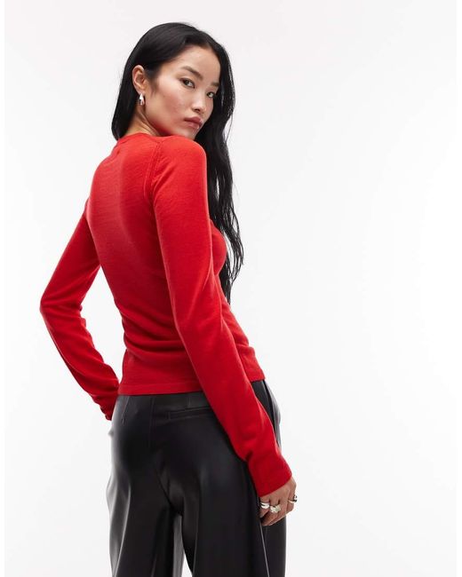 & Other Stories Red Slim Fit Pure Merino Wool Jumper