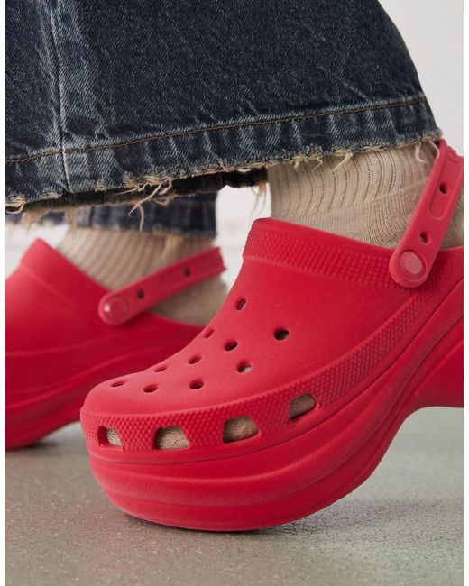 Bae - sabots en velours à semelle plateforme CROCSTM en coloris Blue