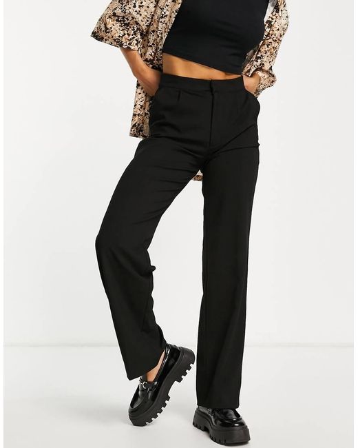 Pull&Bear Black Mid Waist Loose Fitting Trousers